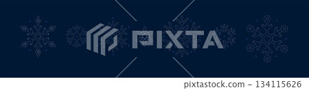 Merry Christmas 2026 sparkling snowflakes set in sand stipple style. Vector winter season illustration. Merry Christmas 2026 sparkling snowflakes set in sand stipple style. Vector winter season illustration. 134115626