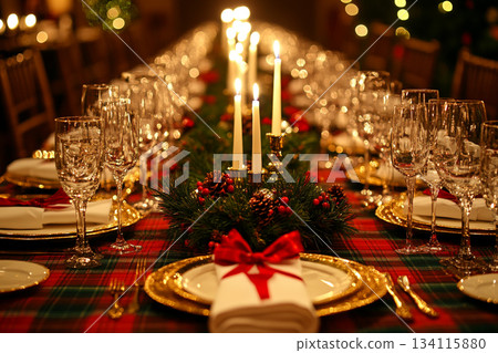 Ralph Lauren Style Christmas Table with Vintage Decor and Tools. AI Ralph Lauren Style Christmas Table with Vintage Decor and Tools. AI 134115880
