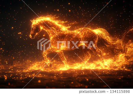 Vibrant Chinese New Year Celebration with Lanterns and Fireworks. AI Vibrant Chinese New Year Celebration with Lanterns and Fireworks. AI 134115898