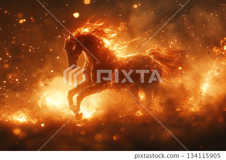 Vibrant Chinese New Year Celebration with Lanterns and Fireworks. AI Vibrant Chinese New Year Celebration with Lanterns and Fireworks. AI 134115905