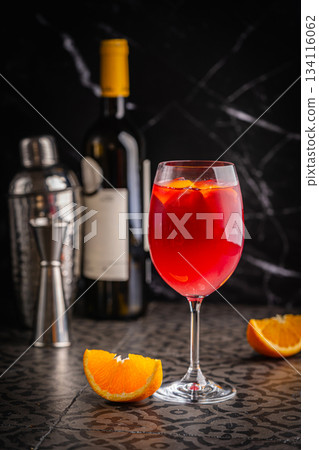 Glass of red wine spanish cocktail Glass of red wine spanish cocktail 134116062