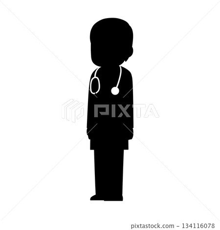 Male doctor standing diagonally, medical illustration (black silhouette) Male doctor standing diagonally, medical illustration (black silhouette) 134116078