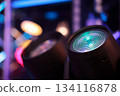 close up of stage lighting spotlight moving head 134116878