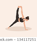 Beautiful girl doing yoga asana, vector illustration 134117251
