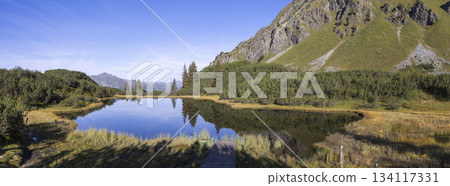 Visit Lake Wiegensee in Gaschurn, Montafon region of Vorarlberg, Austria during a clear day Visit Lake Wiegensee in Gaschurn, Montafon region of Vorarlberg, Austria during a clear day 134117331