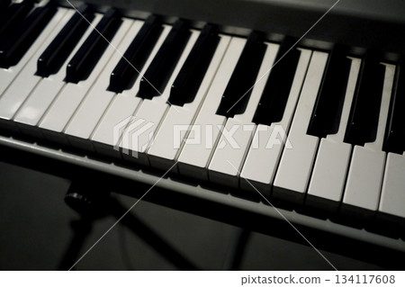 Digital Piano Keyboard Close-Up with Black and White Keys Digital Piano Keyboard Close-Up with Black and White Keys 134117608