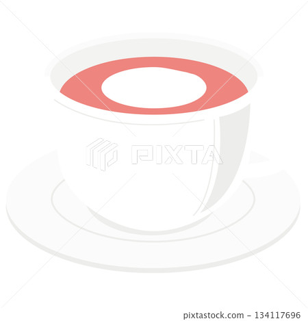 Strawberry latte in a mug 134117696