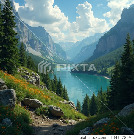 AI generated Magnificent remote area perfect for relaxation and exciting outdoor 134117809