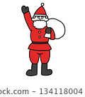 Santa Claus holding a bag and raising his hand 134118004