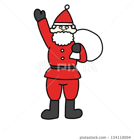 Santa Claus holding a bag and raising his hand Santa Claus holding a bag and raising his hand 134118004