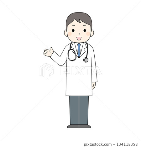 Illustration of a male doctor guiding (color) 134118358