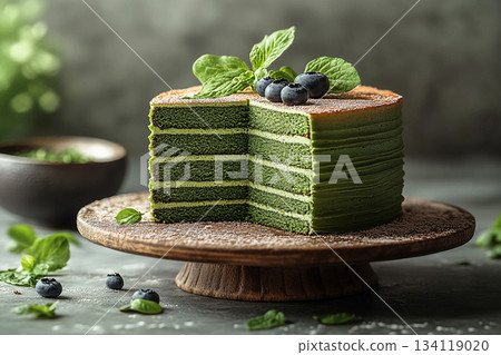 crepe, cake, matcha 134119020