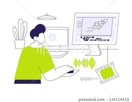 Video editing isolated cartoon vector illustrations. 134119419