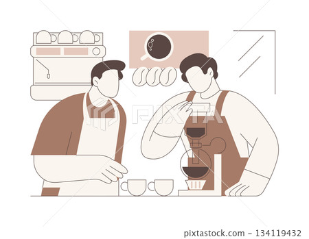 Barista training isolated cartoon vector illustrations. 134119432