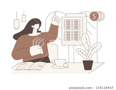 Asking for the bill isolated cartoon vector illustrations. 134119447