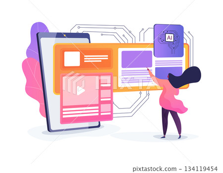 AI-Driven Personalized User Interfaces abstract concept vector illustration. 134119454