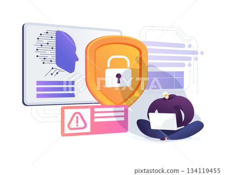 Cybersecurity AI for Threat Detection abstract concept vector illustration. 134119455
