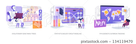Bioinformatics Insights abstract concept vector illustrations. Bioinformatics Insights abstract concept vector illustrations. 134119470