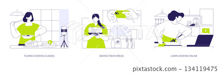 Learn cooking isolated cartoon vector illustrations se Learn cooking isolated cartoon vector illustrations se 134119475