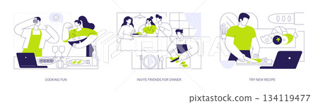 Dinner at home isolated cartoon vector illustrations se 134119477