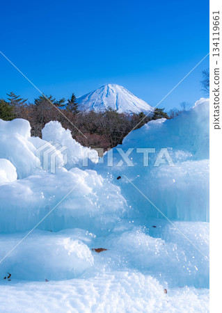 [Mt. Fuji material] Rime trees and scenery at the Lake Saiko Ice Festival [Yamanashi Prefecture] 134119661