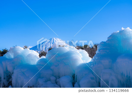 [Mt. Fuji material] Rime trees and scenery at the Lake Saiko Ice Festival [Yamanashi Prefecture] 134119666