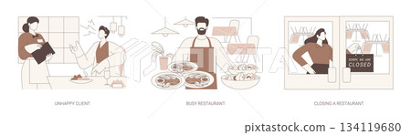 Restaurant routine isolated cartoon vector illustrations se 134119680