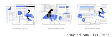 Business Expense, Billing Solutions abstract concept vector illustrations. Business Expense, Billing Solutions abstract concept vector illustrations. 134119686