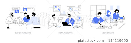 International business meeting abstract concept vector illustrations. International business meeting abstract concept vector illustrations. 134119690