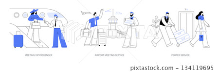 First class travel abstract concept vector illustrations. First class travel abstract concept vector illustrations. 134119695
