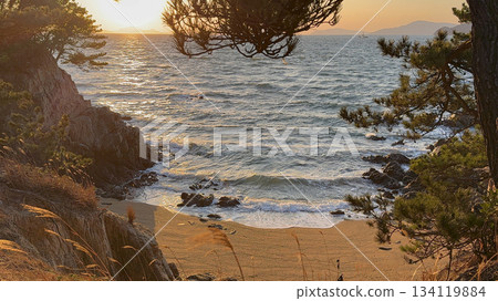 沙米島美麗的日落景色 134119884