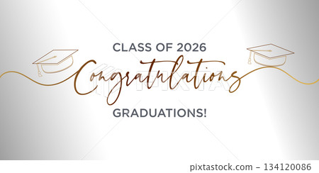 Minimal Elegant Class of 2026 Graduation Typography Banner with Gold Accents Minimal Elegant Class of 2026 Graduation Typography Banner with Gold Accents 134120086