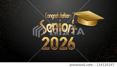 Elegant Dark Senior Class of 2026 Banner with Gold Cap and Luxury Glow Effects Elegant Dark Senior Class of 2026 Banner with Gold Cap and Luxury Glow Effects 134120147