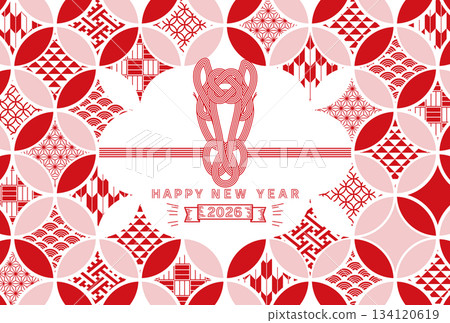 時尚簡約的2026年年新年賀卡 134120619