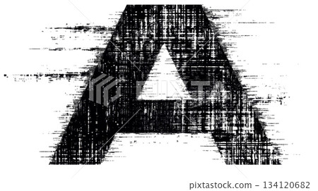 A bold letter A appears in a glitchy design, reflecting a serious hacker theme with thin font and distorted visual effects A bold letter A appears in a glitchy design, reflecting a serious hacker theme with thin font and distorted visual effects 134120682