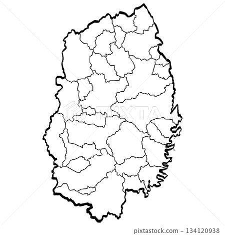 岩手縣地圖 - 市町村劃分(筆觸簡版) 岩手縣地圖 - 市町村劃分(筆觸簡版) 134120938