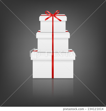 White 3d Vector Gift Boxes Stack with Red Ribbon Bow. Vector Present Pile on Black Background for Christmas, New Year, Birthday, Wedding, Holiday Sale, Luxury Gift Packaging Design White 3d Vector Gift Boxes Stack with Red Ribbon Bow. Vector Present Pile on Black Background for Christmas, New Year, Birthday, Wedding, Holiday Sale, Luxury Gift Packaging Design 134121014