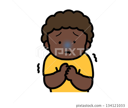 Scared black boy 134121033