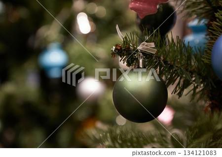 Christmas Tree Decoration Closeup Christmas Tree Decoration Closeup 134121083