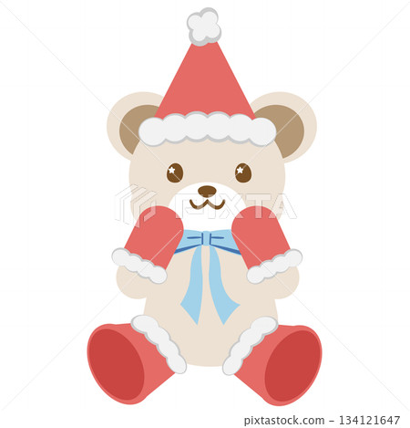可愛的聖誕熊插圖（白色） 134121647
