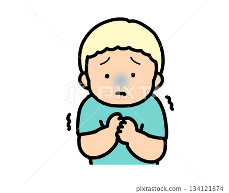 Scared blond boy Scared blond boy 134121874
