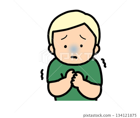 Scared blond boy Scared blond boy 134121875