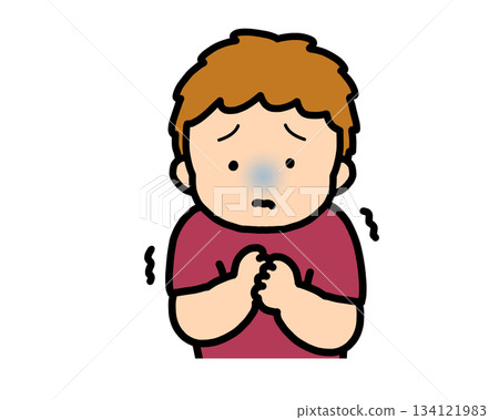 Scared brown-haired boy 134121983