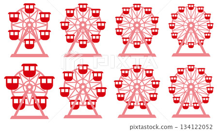 一組各種形狀的摩天輪圖示向量插圖 134122052