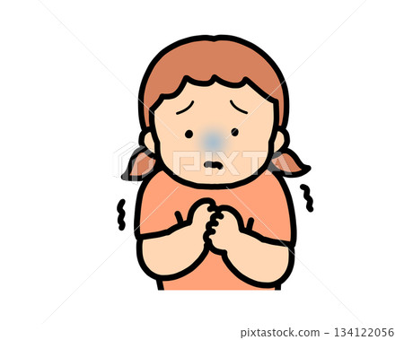 Scared brown-haired girl 134122056
