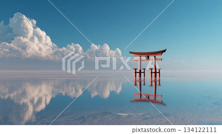 出現在水面上的鳥居 134122111