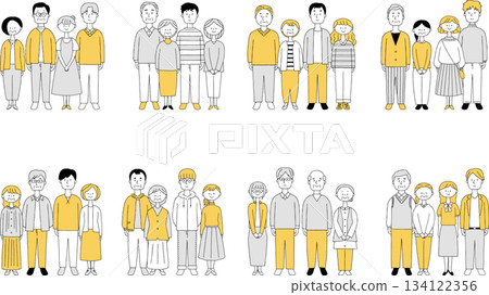 兩代同堂家庭套裝，無兒童，純色 134122356