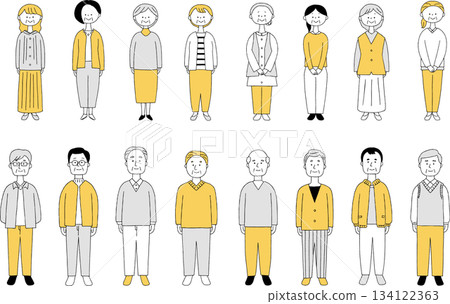 老年男女全身單色套裝 134122363