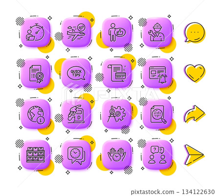 Cogwheel dividers, Reject certificate and Payment card line icons. App 3d buttons. Social media comment, share, like icons. Pack of Confirmed flight, Safe time, Analytics chart icon. Vector Cogwheel dividers, Reject certificate and Payment card line icons. App 3d buttons. Social media comment, share, like icons. Pack of Confirmed flight, Safe time, Analytics chart icon. Vector 134122630