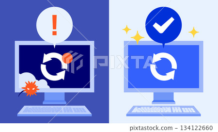 [Illustration for Cybersecurity] Automatically update outdated OS to protect data from viruses 134122660